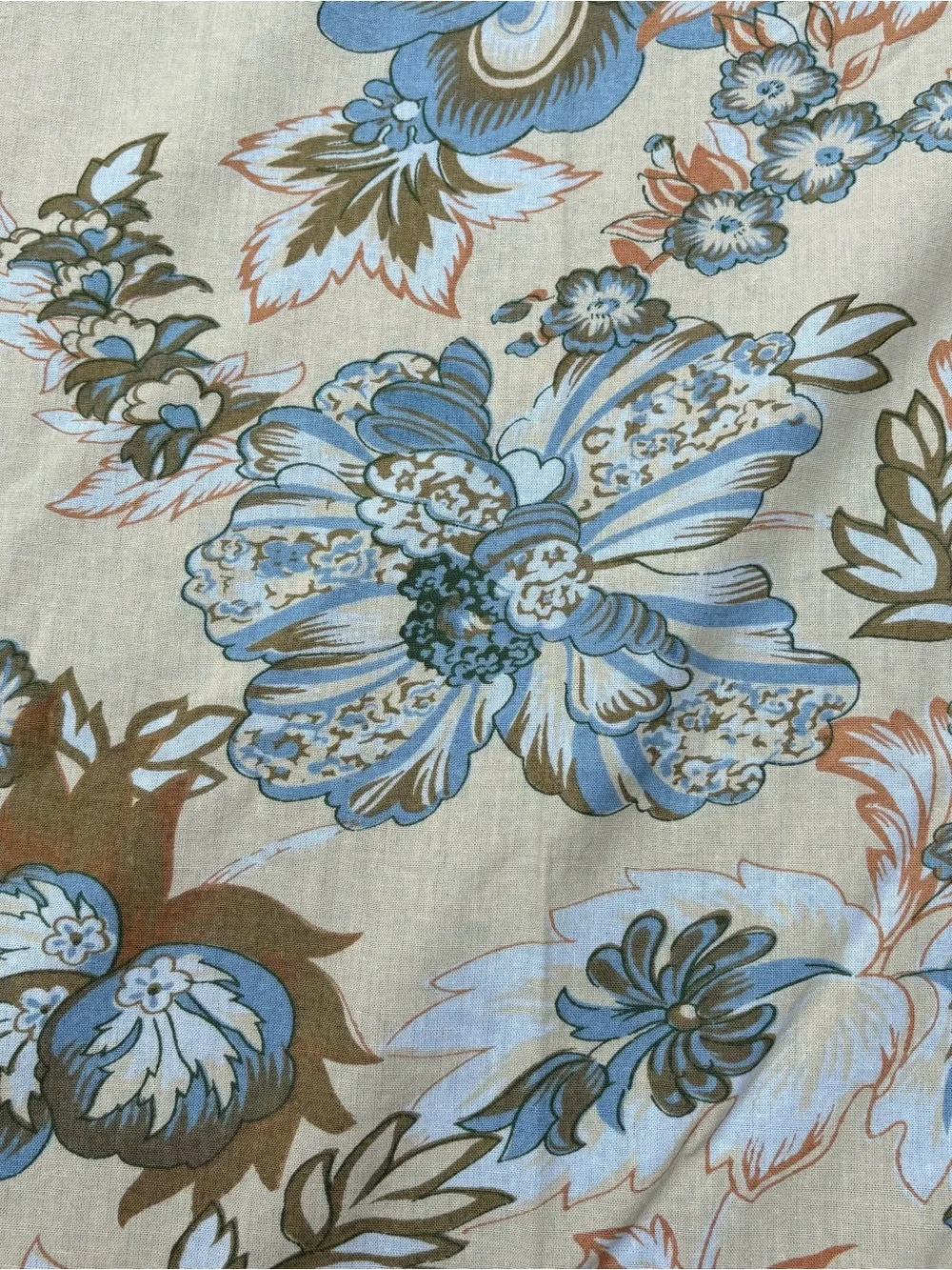 April Cornell Large Floral Tablecloth Butter Yellow Blue Sage Green 59 x 115